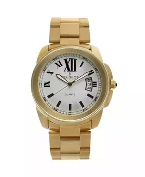 Мужские часы-календарь с позолоченным браслетом из нержавеющей стали Peugeot, золото