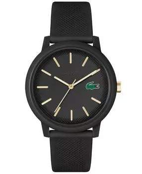 Мужские часы L.12.12 с черным силиконовым ремешком, 42 мм Lacoste