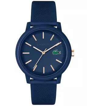 Мужские часы L.12.12 темно-синего цвета с силиконовым ремешком, 42 мм Lacoste