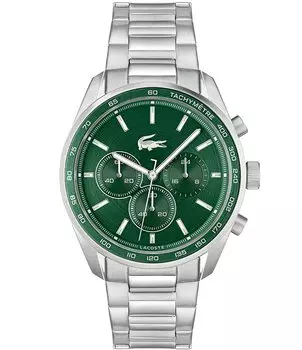 Мужские часы Lacoste Vancouver с хронографом и браслетом из нержавеющей стали диаметром 42 мм, серебро