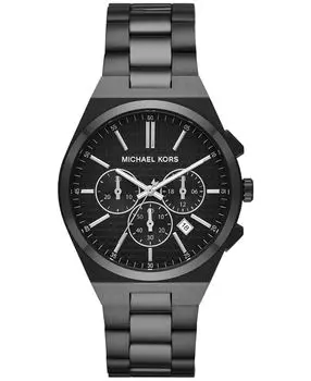 Мужские часы Lennox с хронографом, черные из нержавеющей стали, 40 мм Michael Kors