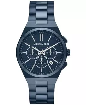 Мужские часы Lennox с хронографом, темно-синие из нержавеющей стали, 40 мм Michael Kors, синий