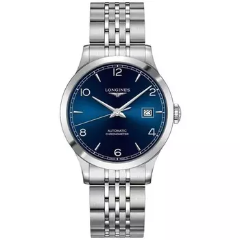Мужские часы Longines Record с синим циферблатом из нержавеющей стали L2.820.4.96.6
