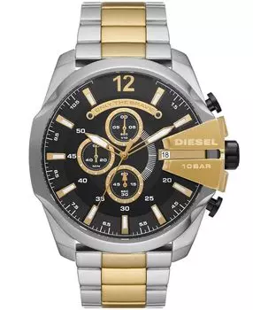 Мужские часы Mega Chief Chronograph с двухцветным браслетом из нержавеющей стали, 51 мм Diesel