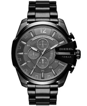Мужские часы Mega Chief с хронографом, черные, из нержавеющей стали, 51 мм Diesel, черный