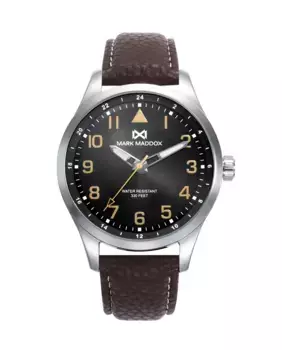 Мужские часы Mission со стальным корпусом и коричневым кожаным ремешком Mark Maddox, коричневый