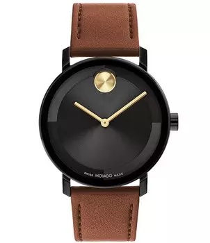 Мужские часы Movado Bold Evolution 2.0 Кварцевые аналоговые часы с кожаным ремешком коньячного цвета, коричневый
