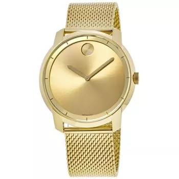 Мужские часы Movado Bold Yellow Gold Tone Mesh Steel Band 3600373