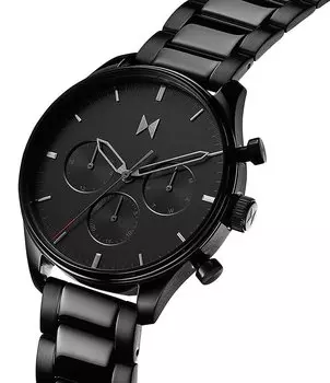 Мужские часы MVMT Airhawk с хронографом, черный браслет из нержавеющей стали, черный