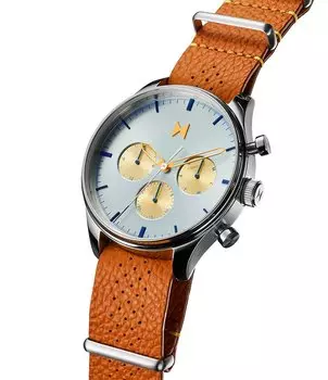 Мужские часы MVMT Airhawk с хронографом и коричневым кожаным ремешком, коричневый