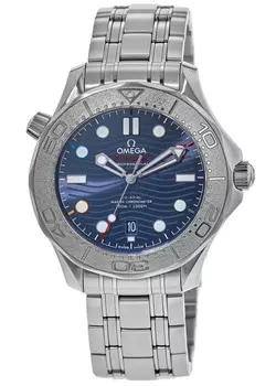 Мужские часы Omega Seamaster Diver 300M "Beijing 2022" Special Blue Edition 522.30.42.20.03.001, синий