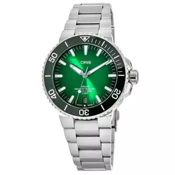 Мужские часы Oris Aquis Date с зеленым циферблатом из стали 01 400 7763 4157-07 8 24 09PEB