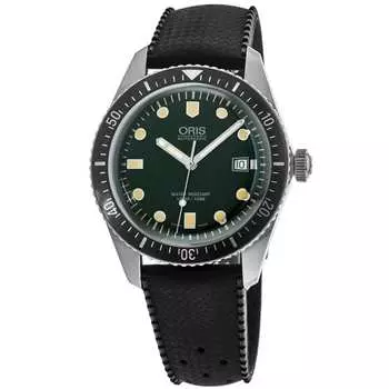 Мужские часы Oris Divers Sixty-Five с зеленым циферблатом и черным каучуковым ремешком 01 733 7720 4057-07 4 21 18