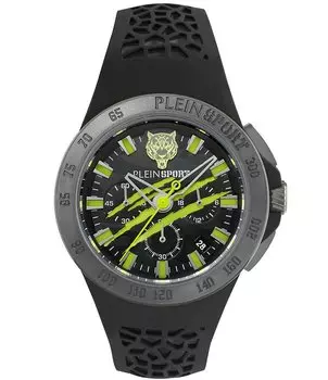 Мужские часы Philipp Plein Thunderstorm с кварцевым хронографом и силиконовым ремешком, серый