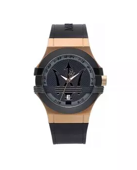 Мужские часы Potenza R8851108002 из кожи с черным ремешком Maserati, черный