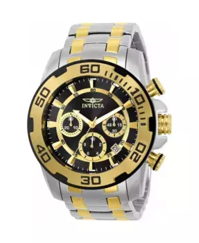 Мужские часы Pro Diver Quartz Chronograph 22322 с черным циферблатом Invicta, золотой