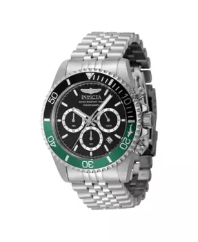 Мужские часы Pro Diver Quartz Chronograph 48380 с черным циферблатом Invicta, серебряный