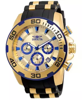 Мужские часы Pro Diver Scuba Quartz Chronograph 22308 с золотым циферблатом Invicta, золотой