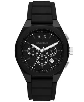 Мужские часы Rafael с хронографом, черные силиконовые, 44 мм A|X Armani Exchange, черный