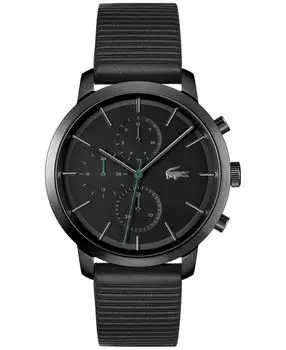 Мужские часы Replay с черным кожаным ремешком, 44 мм Lacoste