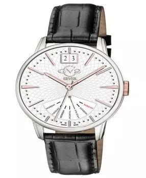 Мужские часы Rovescio швейцарские кварцевые итальянские часы с черным кожаным ремешком 42 мм Gevril