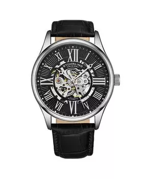 Мужские часы с черным кожаным ремешком 42 мм Stuhrling