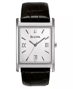 Мужские часы с черным кожаным ремешком 45 мм 96B107 Bulova
