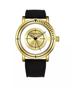 Мужские часы с черным силиконовым ремешком 42 мм Stuhrling