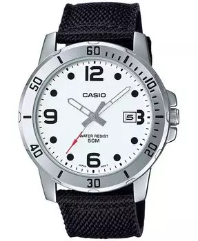 Мужские часы с черным тканевым ремешком, 45 мм, MTPVD01C-7BV Casio, черный