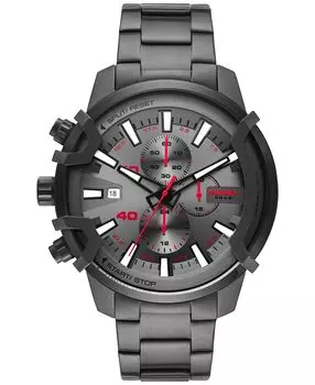 Мужские часы с хронографом и рифленым металлическим браслетом из нержавеющей стали, 48 мм Diesel