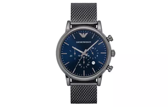 Мужские часы с хронографом из нержавеющей стали Gunmetal EMPORIO ARMANI, синий