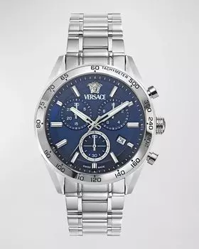 Мужские часы с хронографом из нержавеющей стали V-Code 41 мм Versace, цвет Stainless Steel