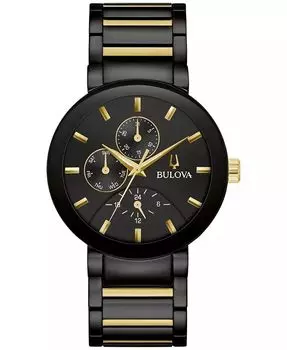 Мужские часы с хронографом Modern Futuro, двухцветный браслет из нержавеющей стали, 40 мм Bulova, черный