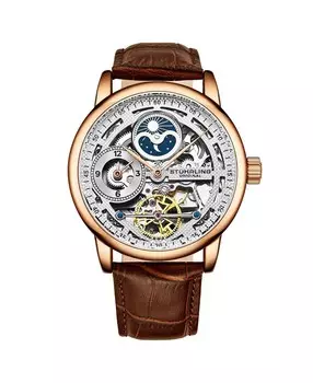 Мужские часы с коричневым кожаным ремешком, 49 мм Stuhrling