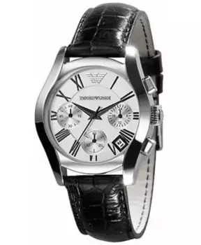 Мужские часы с кожаным браслетом из нержавеющей стали Emporio Armani, серый