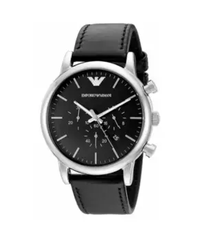 Мужские часы с кожаным браслетом из нержавеющей стали Emporio Armani, серый