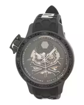 Мужские часы с насыщенным черным силиконовым ремешком Philipp Plein, черный