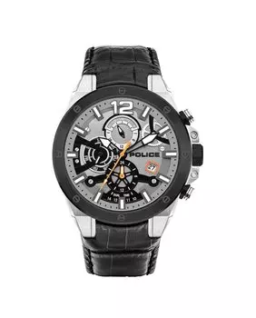 Мужские часы Saiho PL.15711JSTB-04 из кожи с черным ремешком Police, черный