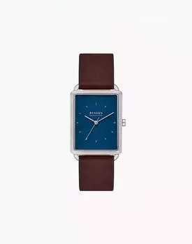 Мужские часы Skagen Hagen с тремя стрелками, серебристые, из нержавеющей стали - КОРИЧНЕВЫЕ