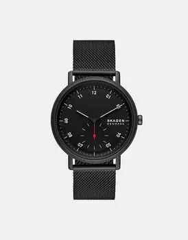 Мужские часы Skagen Kuppel с двумя стрелками и секундной стрелкой, черные, из нержавеющей стали - КОРИЧНЕВЫЕ