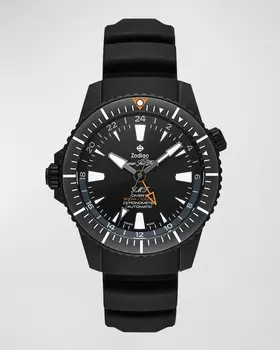 Мужские часы Super Sea Wolf LHD Pro-Diver GMT с резиновым ремешком, 42 мм ZODIAC