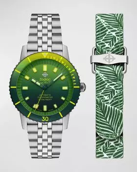 Мужские часы Super Sea Wolf с компрессионным браслетом для дайвинга и нейлоновым ремешком, 40 мм ZODIAC, цвет Silver