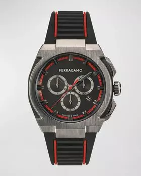 Мужские часы Supreme Chrono, диаметр 43 мм, с полиуретановым ремешком, бронза Ferragamo, цвет Ip Gunmetal