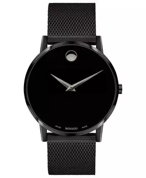 Мужские часы Swiss Museum с черным браслетом с сеткой PVD, 40 мм Movado