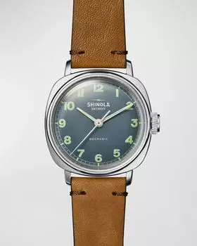 Мужские часы The Mechanic с кожаным ремешком, 39 мм Shinola, цвет Blue