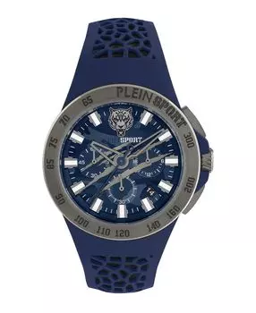Мужские часы Thunderstorm Chrono Blue с силиконовым ремешком, 43 мм Plein Sport