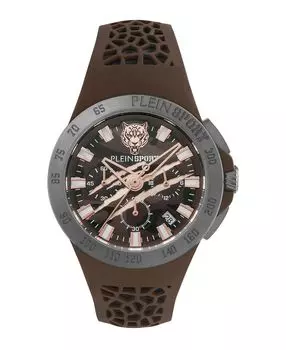 Мужские часы Thunderstorm Chrono коричневые с силиконовым ремешком, 43 мм Plein Sport
