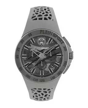 Мужские часы Thunderstorm Chrono, серый силиконовый ремешок, 43 мм Plein Sport