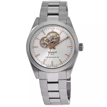 Мужские часы Tissot Gentleman Open Heart с серебристым циферблатом из стали T127.407.11.031.01, серебряный
