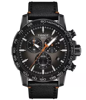 Мужские часы Tissot Supersport Basketball Edition с хронографом и черным кожаным ремешком, черный